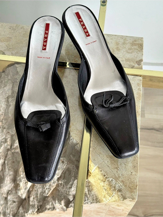 Prada Shoes - Prada Black Square-Toe Mules US 8.5
